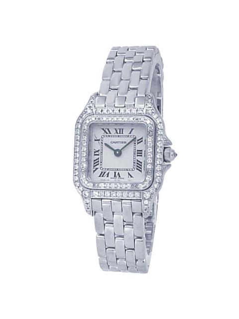 Pre-owned Cartier Panthere Quartz Diamond White Dial Ladies Watch WF3118F3