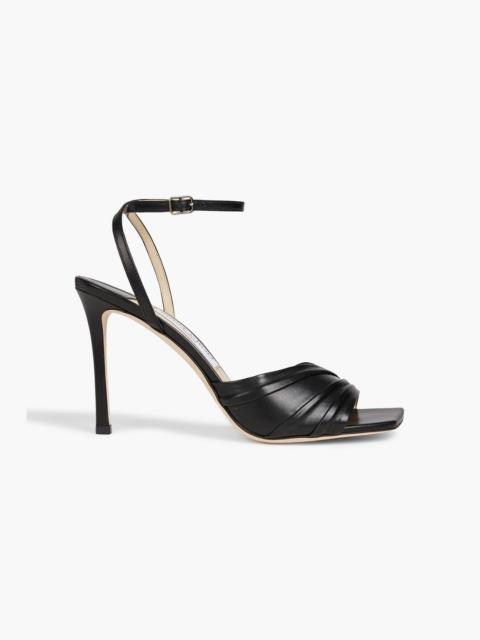 JIMMY CHOO Basil 95 ruched leather sandals