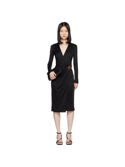 VERSACE Black Gathered Midi Dress