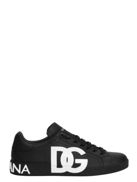 Dolce & Gabbana Dolce & Gabbana Men Portofino Sneaker In Nappa Calfskin With Printed Dg Logo