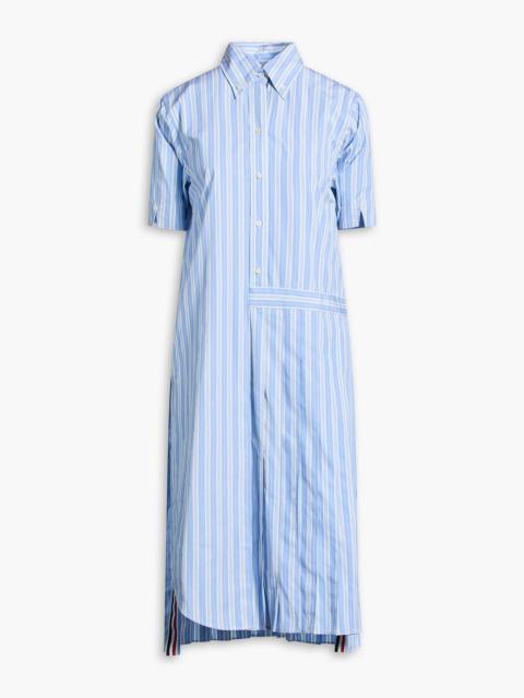 Thom Browne Pleated striped cotton-poplin midi shirt dress