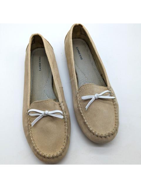 Other Designers Lands' End NWOB Beige Suede Bow-top Loafers Women's 8W