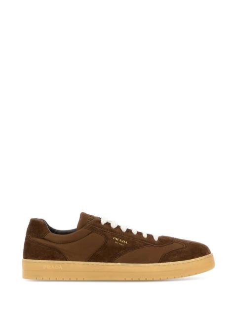 Prada Prada Men Brown Suede E Re-Nylon Sneakers