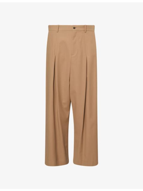 Loewe Pleated Wide-Leg Cotton-Poplin Trousers