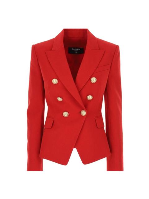 Balmain Red Double Breasted Tailored Wool Blazer