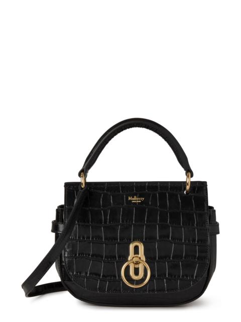 Mulberry Mulberry Small Amberley Croc Embossed Leather Satchel in Black at Nordstrom