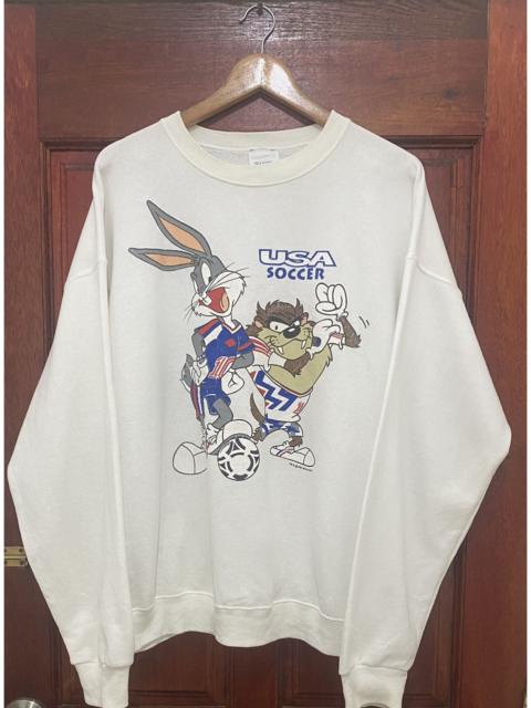 Other Designers Vintage × Warner Bros - Vtg 90s Warner Bros Tasmania Usa Soccer Mirror Sweatshirt
