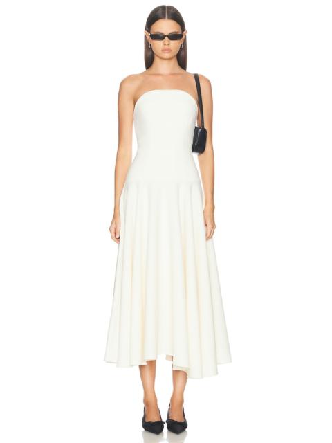 ROLAND MOURET Strapless Crepe Midi Dress