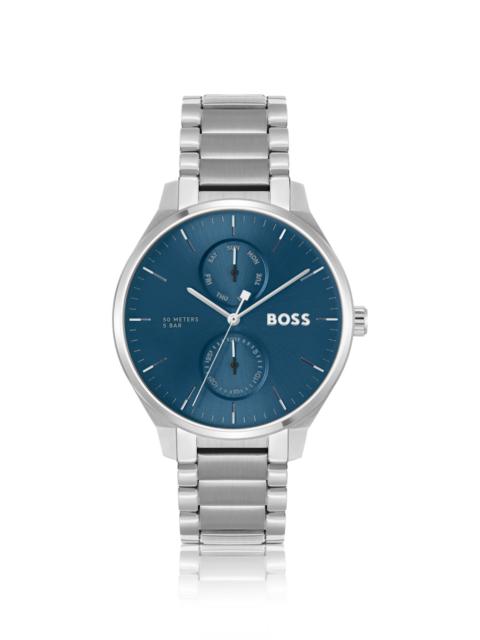 BOSS BLUE-DIAL WATCH WITH STAINLESS-STEEL LINK BRACELET