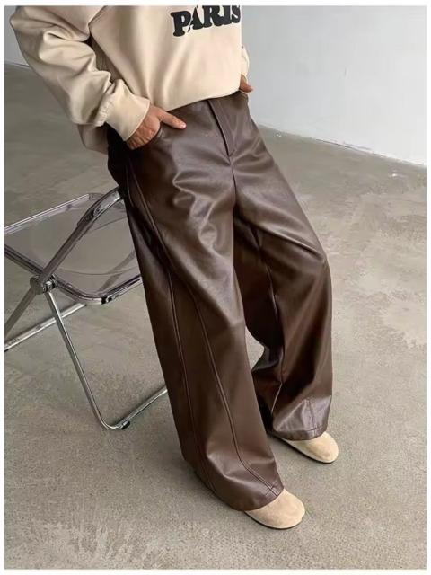 Other Designers Jean - Brown Faux Leather Baggy / Wide Leg Trousers (Vintage Style)