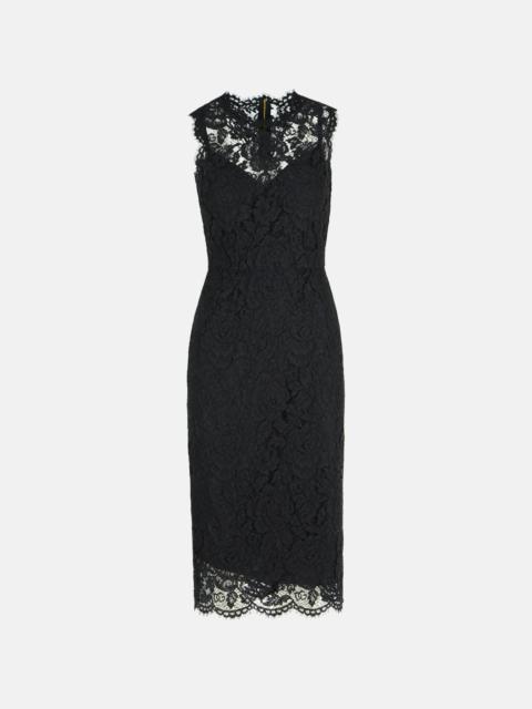 'LONGUETTE' BLACK STRETCH LACE DRESS