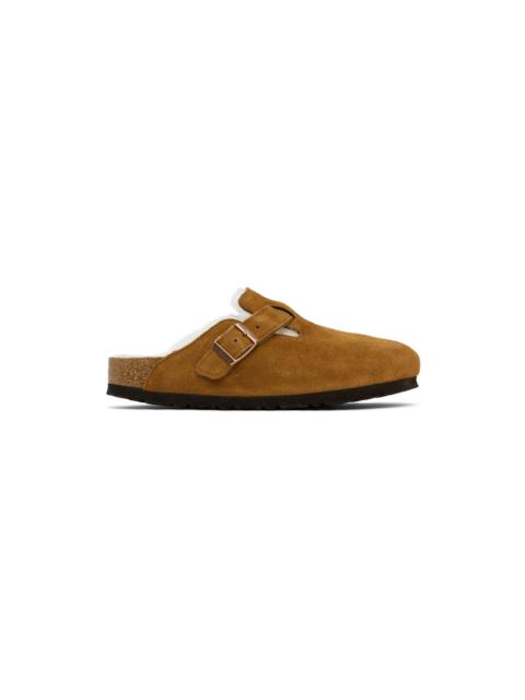 BIRKENSTOCK Tan Narrow Boston Shearling Slip-on Loafers