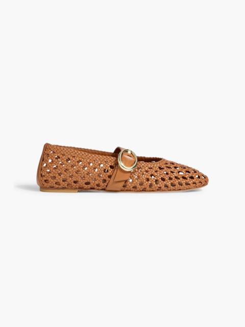 Stuart Weitzman Thea woven leather Mary Jane flats