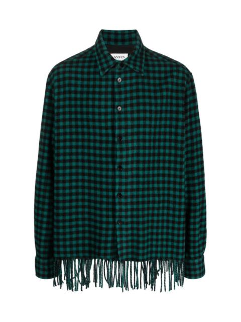 Lanvin FRINGED CHECKED WOOL SHIRT