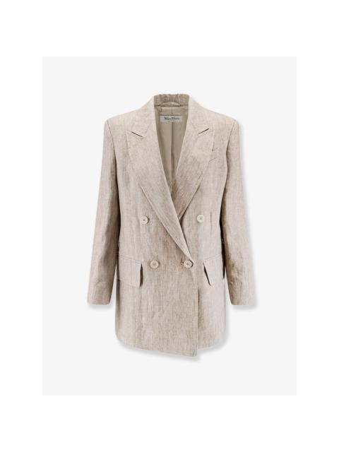 Max Mara MAX MARA MXMolimpia Beige Linen Blazer New & Authentic (Wome