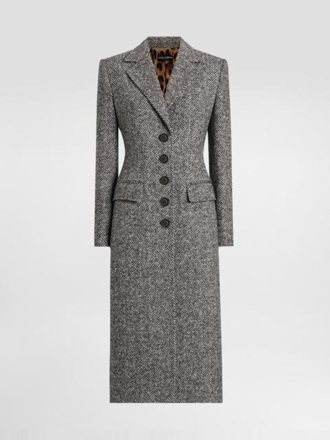 Dolce & Gabbana Single-breasted coat in wool chevron