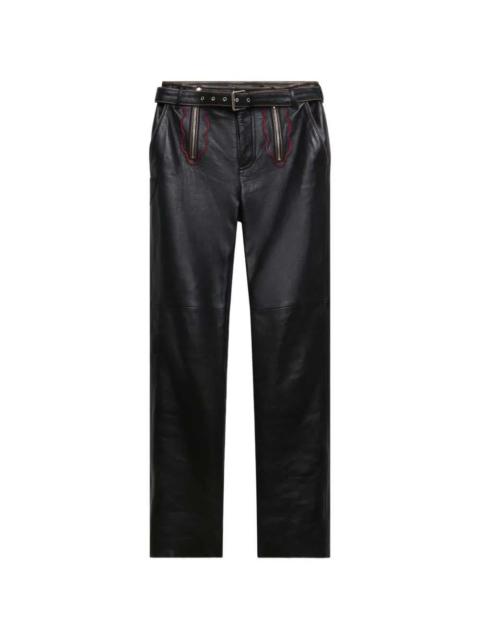 Marni Marni Men Leather Trousers With Embroidered Inserts