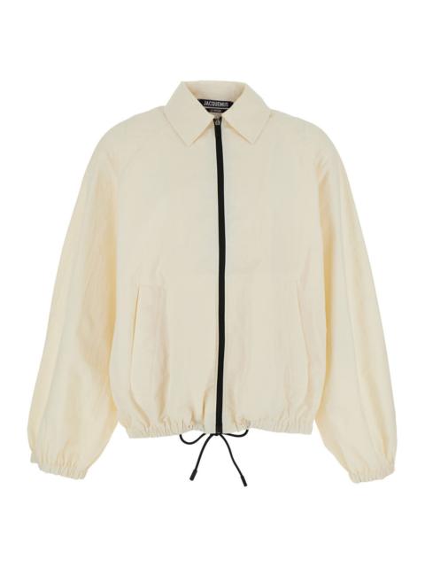 JACQUEMUS Jacquemus Men 'Le Coupe-Vent' White Jacket With Front Closure In Tech Fabric For Men
