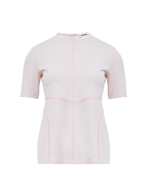 Jil Sander Crepe Fluid Viscose Short Sleeve Crewneck Top