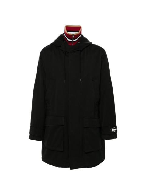 high-neck hooded coat