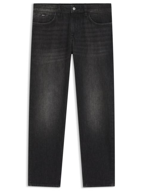 BOSS MAINE REGULAR-FIT JEANS IN BLACK MECHANICAL-STRETCH DENIM