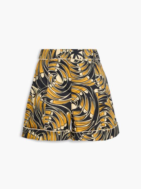 FARM RIO Printed cotton-blend poplin shorts