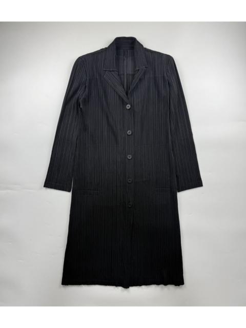 Pleats Please Issey Miyake Pleats Pleats Padded Shoulder Pleated Long Coat