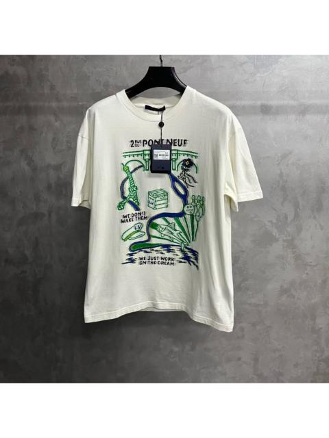 Louis Vuitton Louis Vuitton 2024 Latest Style: Letter-Print Crewneck Short-Sleeve T-Shirt