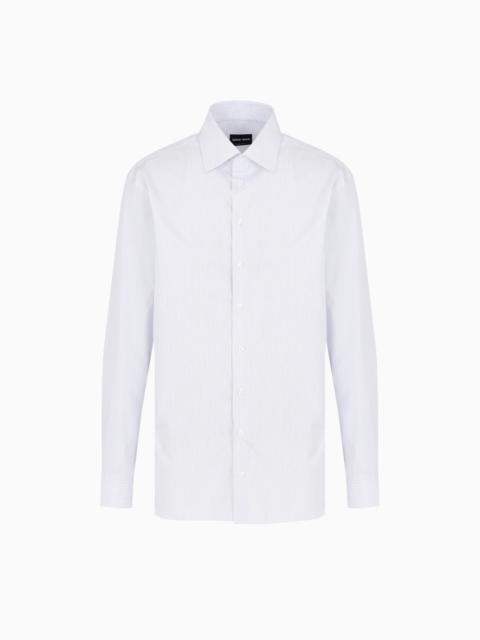 GIORGIO ARMANI Regular-fit shirt in luxury cotton with a micro-pattern
