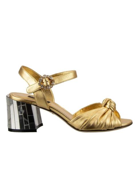 Dolce & Gabbana Crystal Buckle Disco Ball Heels Sandals Pumps KEIRA Gold 13934