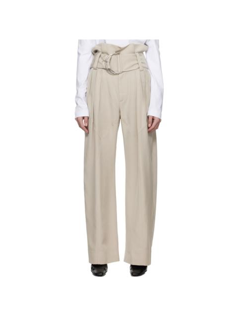 JW Anderson Taupe Gathered Waist D-Ring Trousers