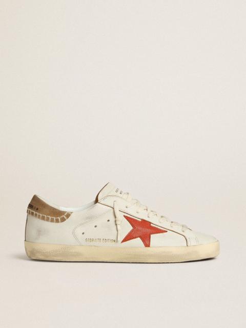 Golden Goose Super-Star LTD in nappa leather with orange leather star and tobacco suede heel tab