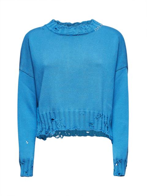 Marni Light blue cotton crop sweater