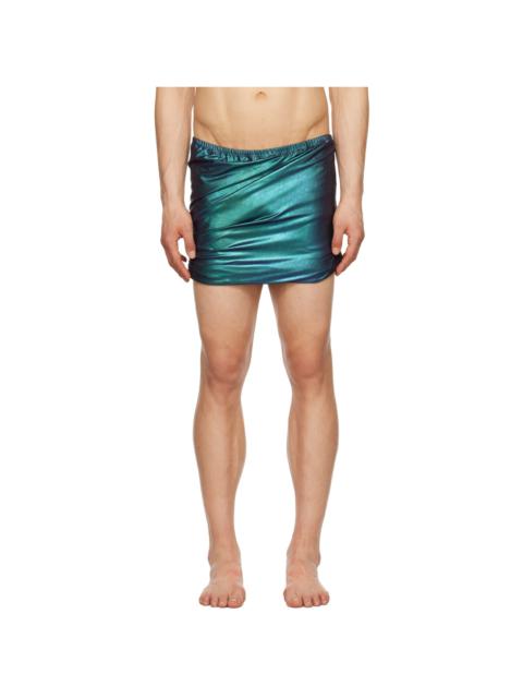 Rick Owens Blue Twisted Swim Shorts
