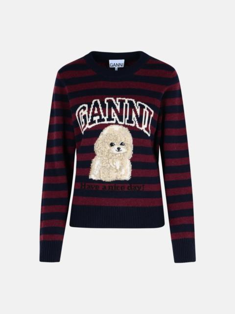 GANNI MULTI WOOL BLEND POODLE GRAPHIC SWEATER