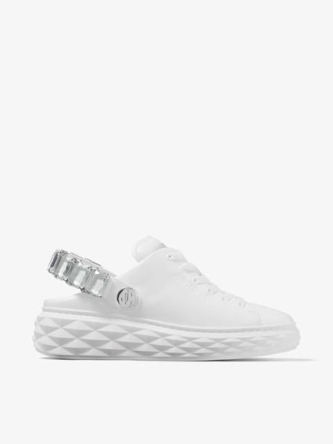 JIMMY CHOO Diamond Maxi Crystal
White Nappa Leather Slipper Trainers with Crystal Strap