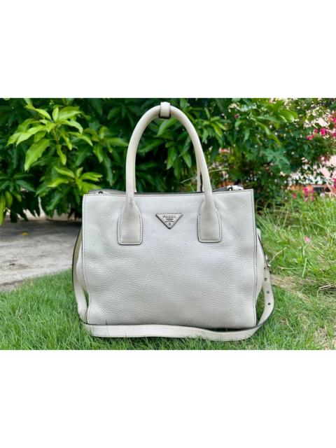 Prada Authentic Prada Vitello Daino Blanco Shopping Tote Bag