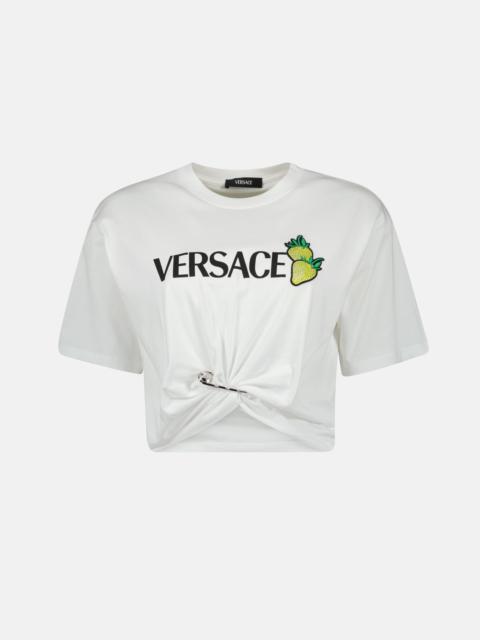 VERSACE T-shirt crop fraises