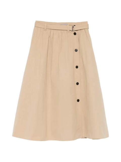 Prada Prada Women Button-Detail Belted Cotton Midi Skirt