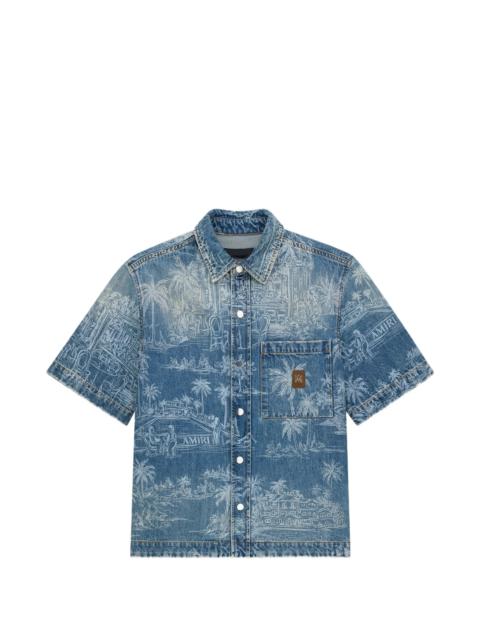 AMIRI Amiri Palms-print Denim Shirt