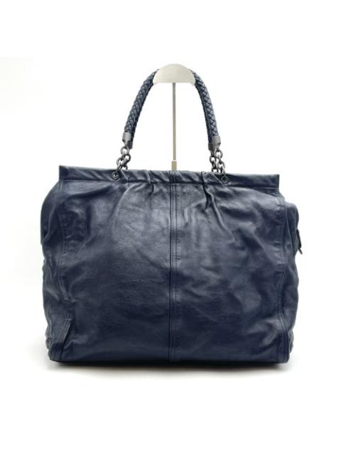 Bottega - Bottega Veneta Navy Leather Tote Bag