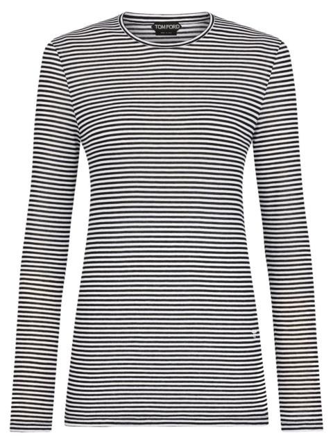 TOM FORD Tom Ford Women Long-Sleeved Striped T-Shirt With Tonal Tf Embroidered Logo