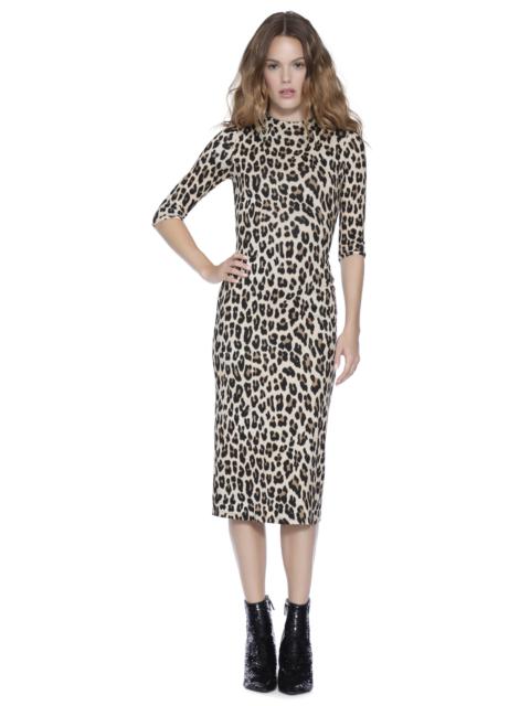 Alice + Olivia DELORA FITTED MOCK NECK MIDI DRESS