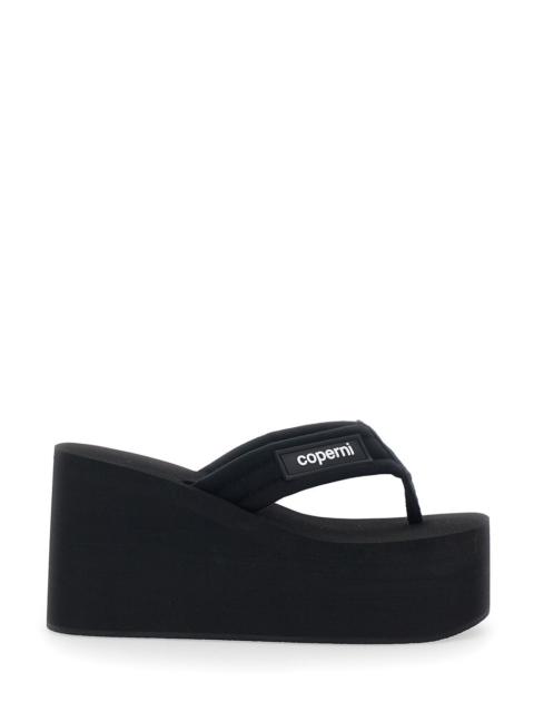 COPERNI Coperni Women Black Platform Wedges With Logo Patch On The Side In Tech Fabric Woman