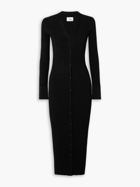 Other Designers Rhea metallic ribbed-knit midi dress