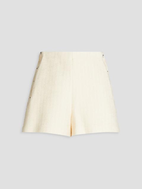 maje Lace-up cotton-blend tweed shorts