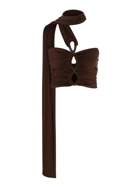 ILA Aurora Asymmetric Cropped Top brown