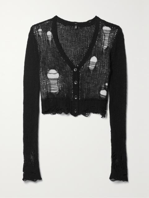 R13 Cropped Layered Distressed Cashmere Cardigan