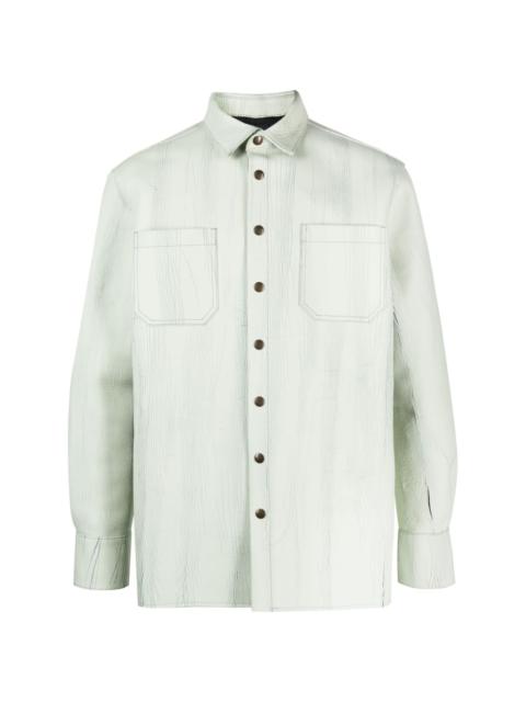 textured-finish leather shirt