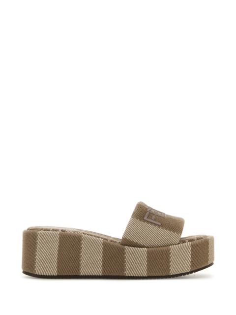 Fendi Women Embroidered Canvas Slippers